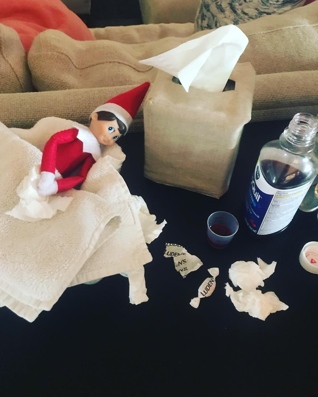 15 december: Jimmys been overworked this holiday season #getwellsoonjimjim #elfonashelf
