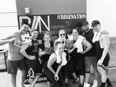 03 september: There was no option but to turn this photo black and white. I was literally purple this climb was so hard and it was so hot! Charity climb for the land that I love #houston @risenation ❤️
