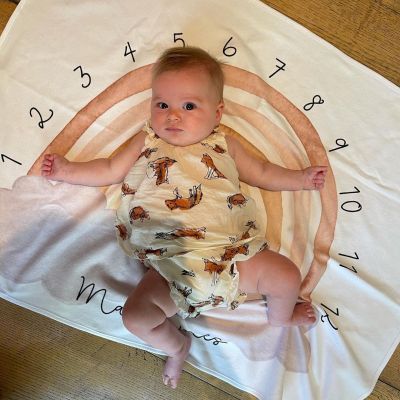 25 augustus: Remembered to most this on the correct day🥳 happy 5 months precious marshmallow squish. Next month you might not be fitting on this blanket 😳🥺
