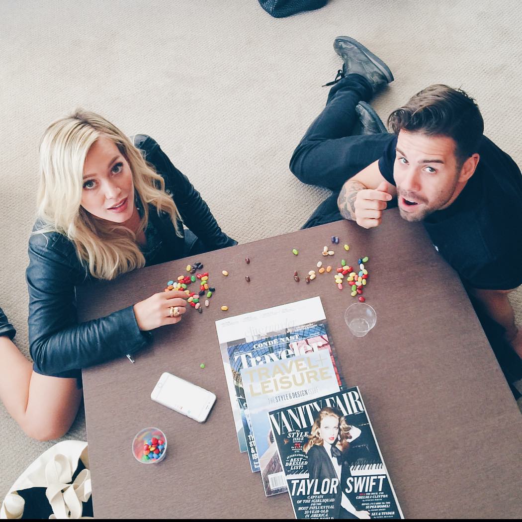 15 september: @hilaryduff & @adambreuchaud taste testing jellys....🍬🍭🍬
